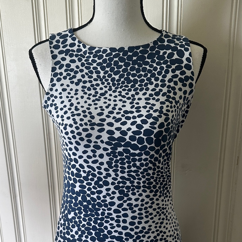 Mahi Gold Stylish Blue and White Patterned Sleeveless Dress Size XS